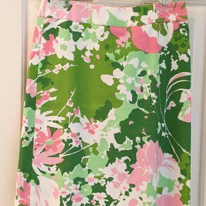 NWT! Talbots Pencil Skirt Bright Floral Pink/Green Size 2P